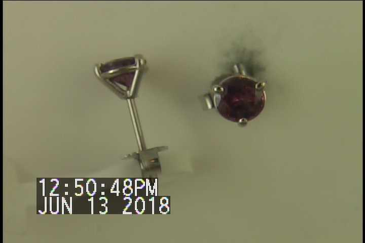 14K White Gold Round Brilliant Purple Garnet Stud Earrings .91 Carats