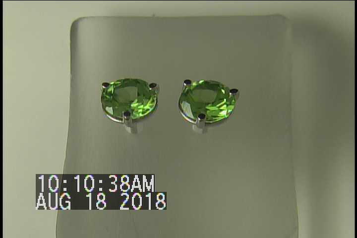 14K White Gold Round Brilliant Peridot Stud Earrings 1.90 Carats