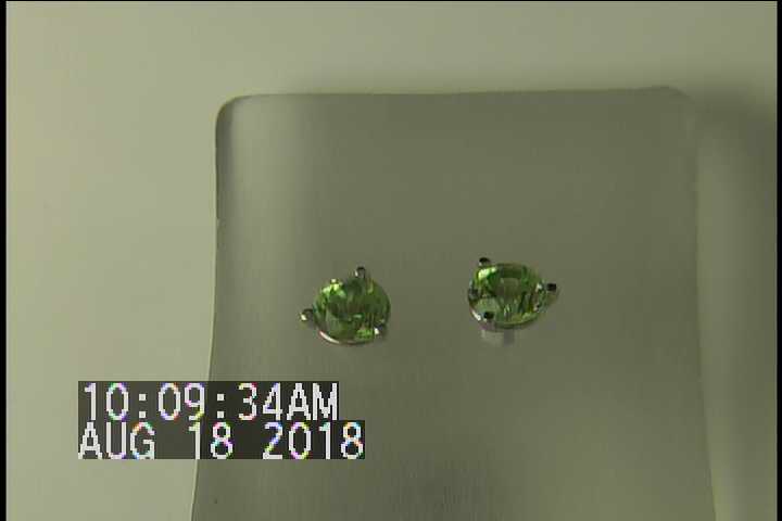 14K White Gold Round Brilliant Peridot Stud Earrings .60 Carat