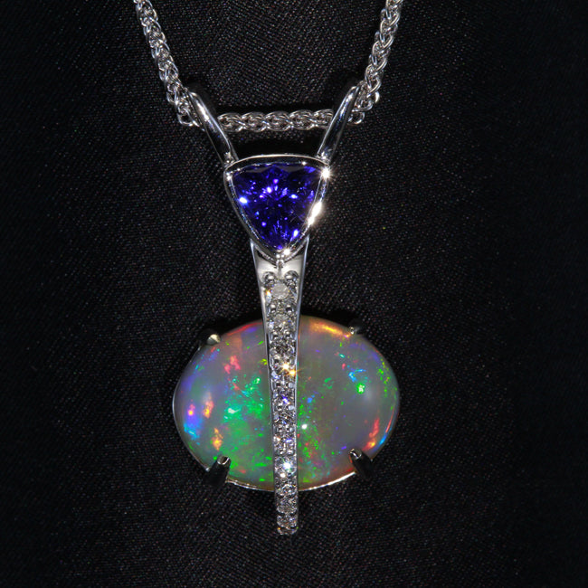 Opal and Tanzanite Pendant 11.80 Carats