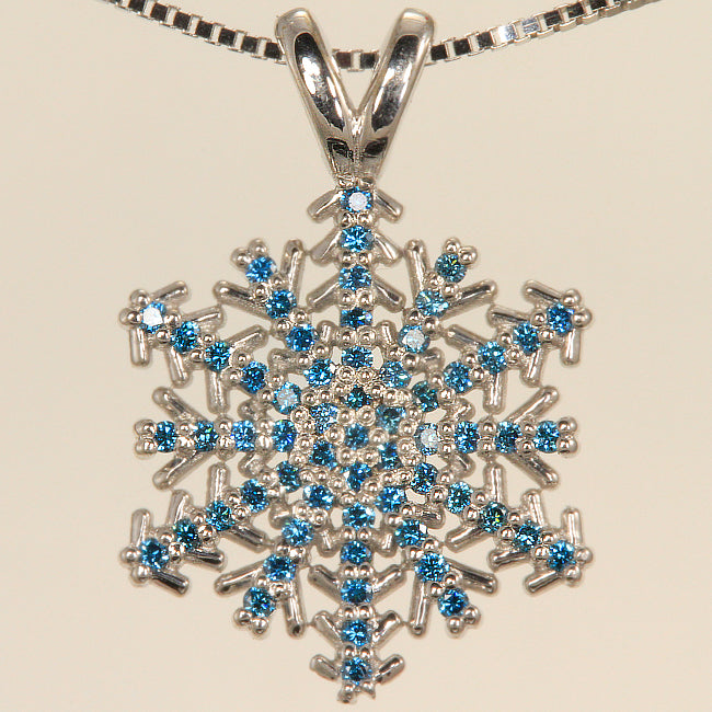 Snowflake Pendant with Blue Diamonds