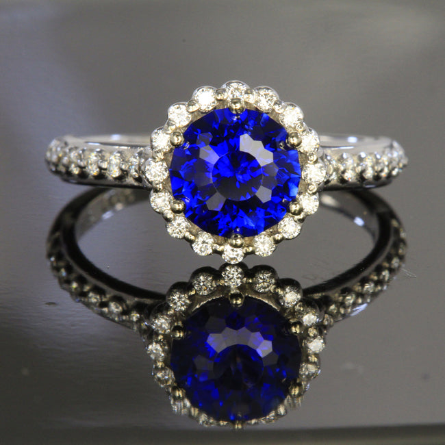 Sapphire and Diamond Ring in 14 Karat White Gold