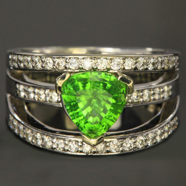 14K White Gold Chrome Tourmaline Ring 1.87 Carat