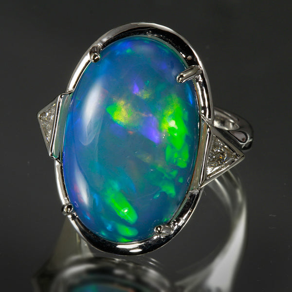 Genuine high quality Opal Ring Welo-Opal Solitaire 925 Silver Ring with Edelopal