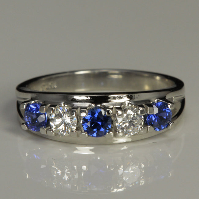 Platinum Sapphire and Diamond Ring