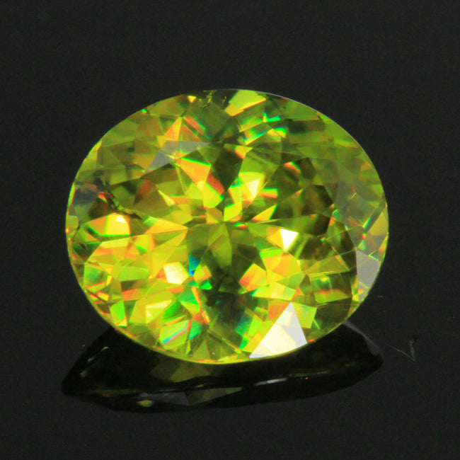 Green/Yellow Oval Step Cut Sphene Gemstone 1.50 Carats