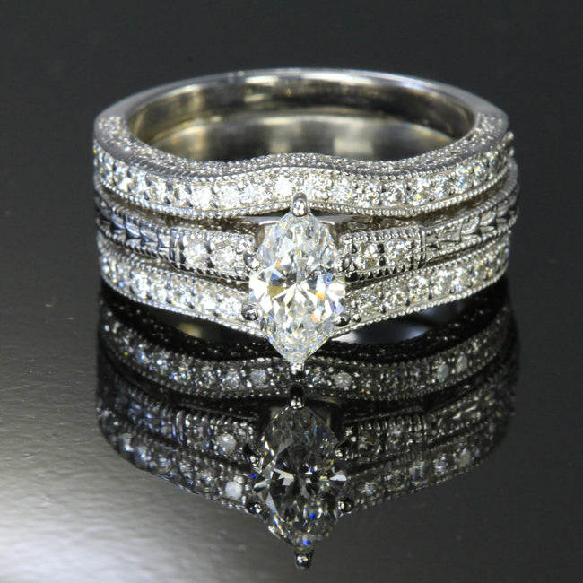 14 Karat Wedding Set .56 Carat Marquise Diamond