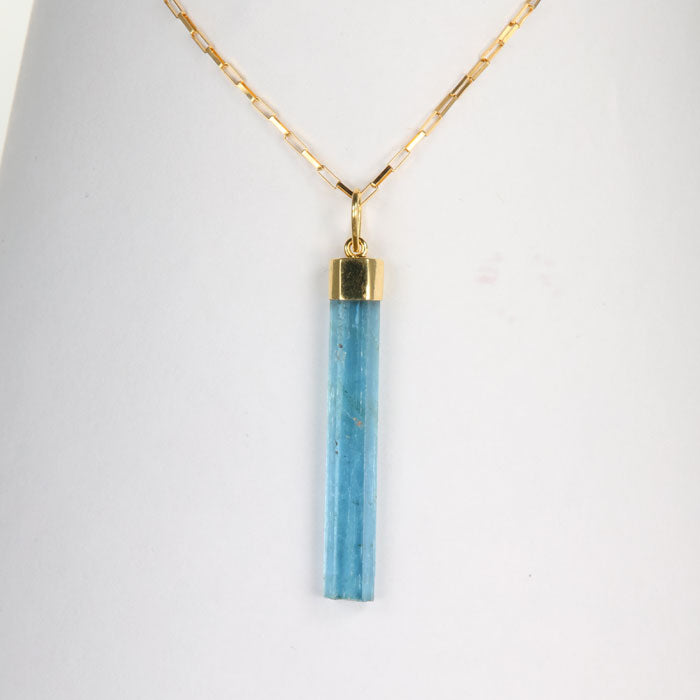 (ON HOLD GW) 18K Yellow Gold Aquamarine Crystal Pendant