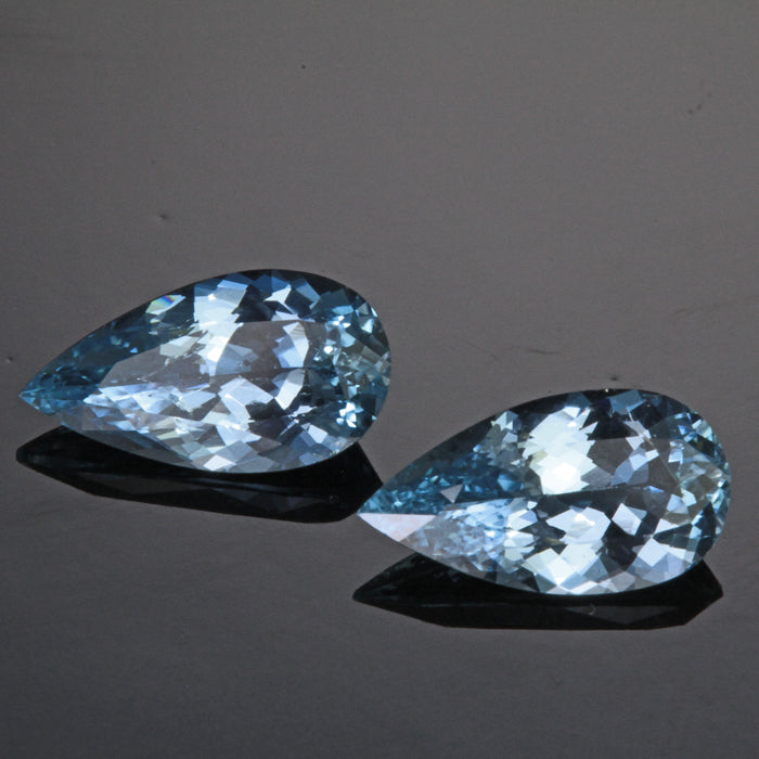 Matched Pair of 2.27ct Pair Shape Brilliant Cut Aquamarine