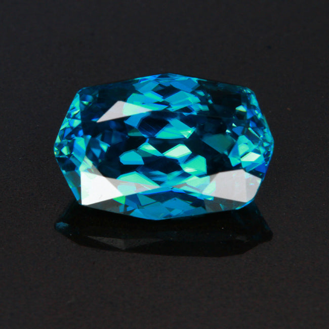 Intense Blue Green Zircon Angular Cushion Gemstone 5.59 Carats