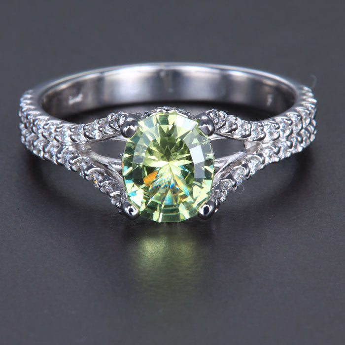 White Gold Chrysoberyl and Diamond  Ring 