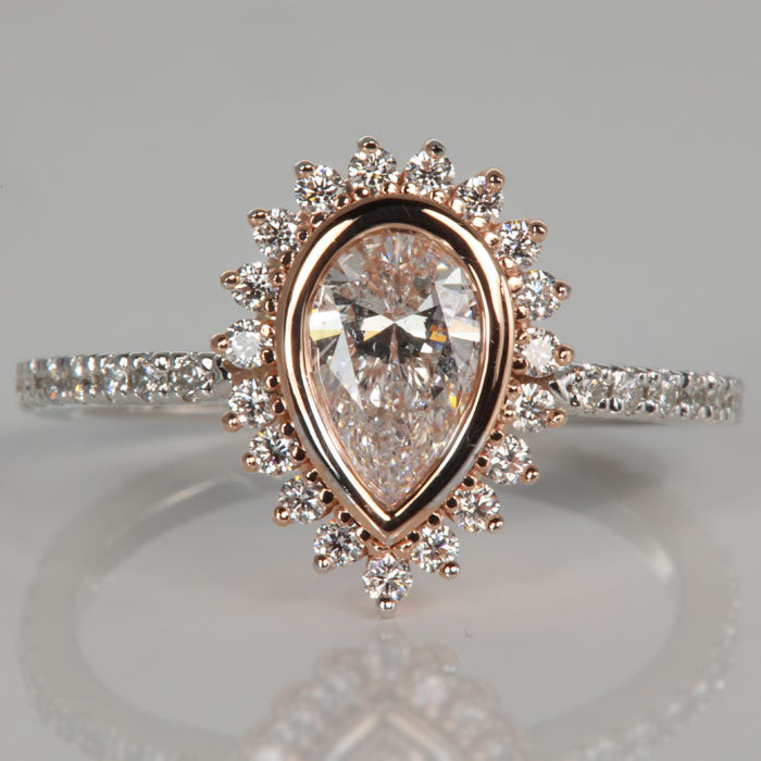 Pear Shape Diamond Engagement bezel set