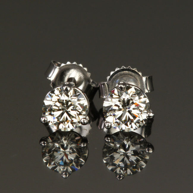 14K White Gold Diamond Stud Earrings .84 Carats