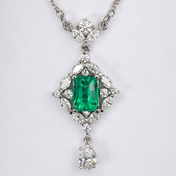 Buy Emerald Enchanted Diamond Necklace Set Online | ORRA