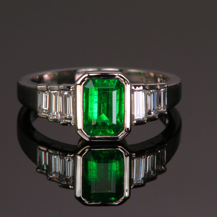 custom design platinum emerald ring