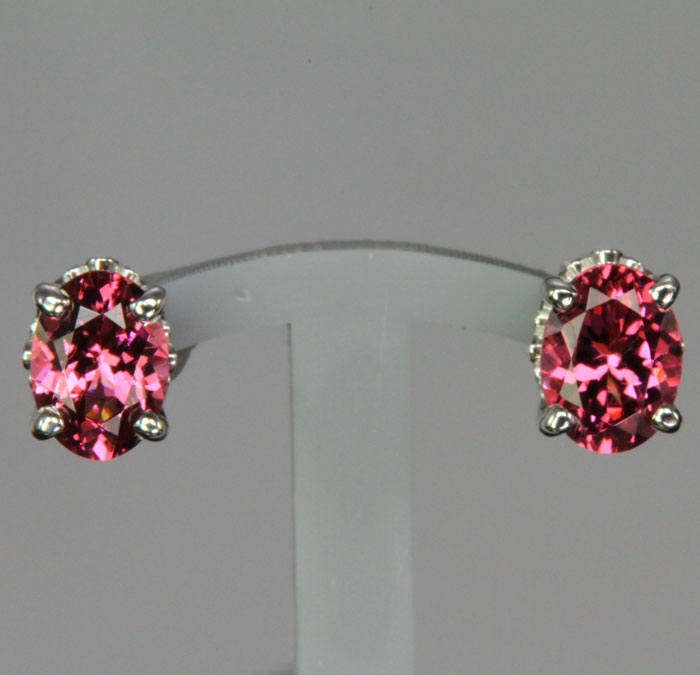 14K White Gold Mahenge Garnet Stud Earrings 2.48 Carats