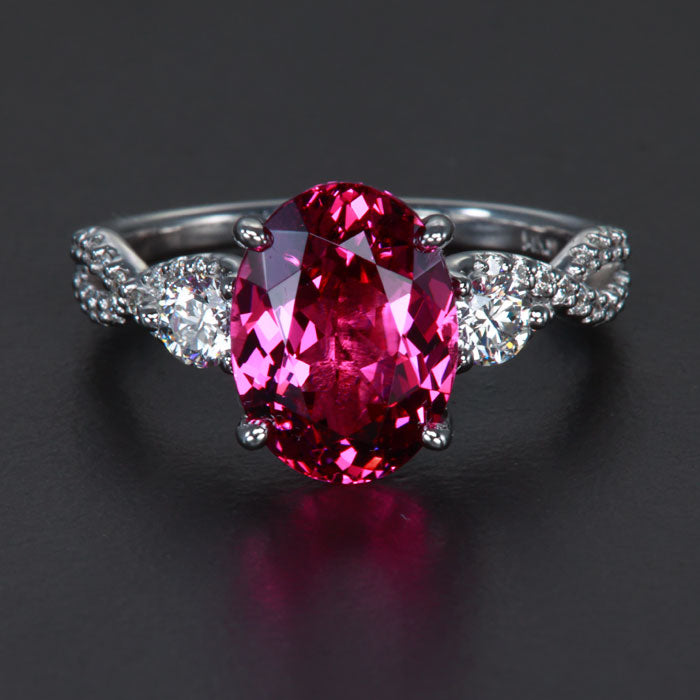 14K White Gold Mahenge Garnet and Diamond Ring 4.78 Carats