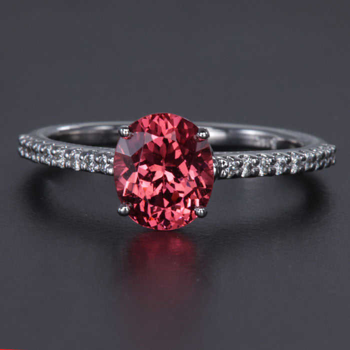 14k White Gold Mahenge Malaia Garnet and Diamond Shank Ring 1.76 Carats