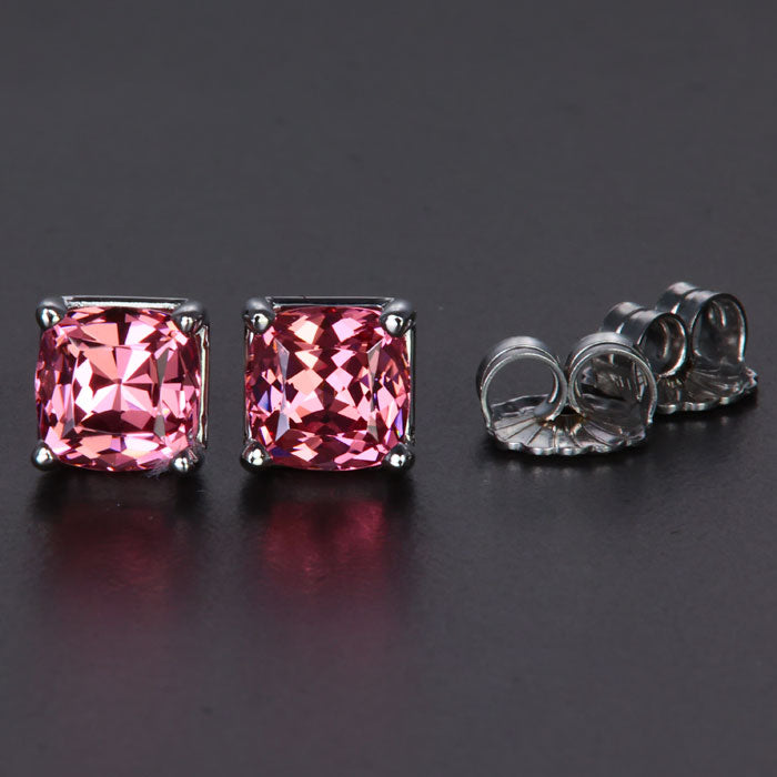 White Gold Malaya Garnet Stud Earrings