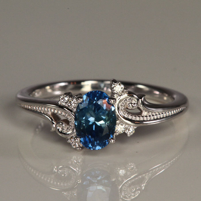 Montana sapphire white gold ring