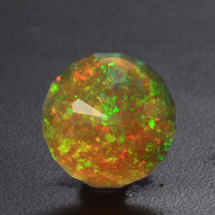 Round Faceted Orange Base Ethiopian Opal 