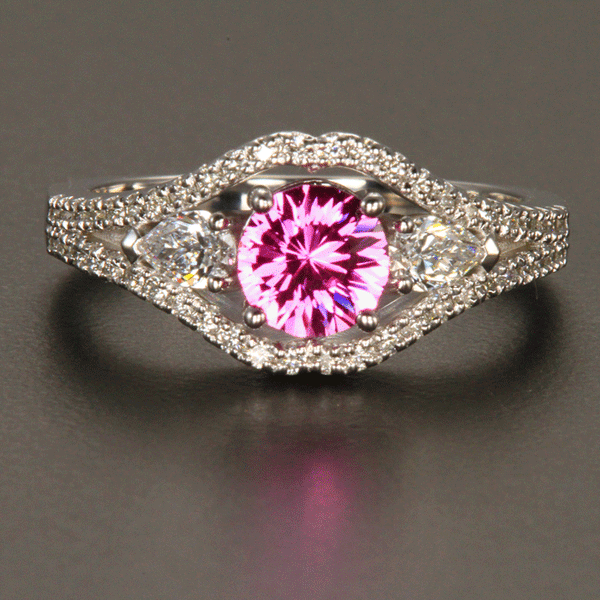 Platinum Oval Pink Sapphire and Diamond Ring 2.55 Carats - Moriartys Gem Art