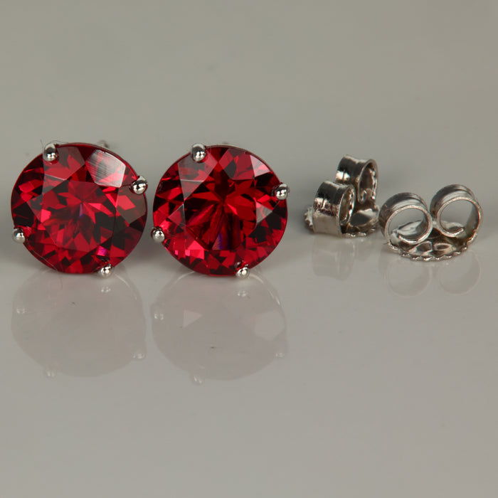 Round Rhodolite Garnet Stud Earrings 