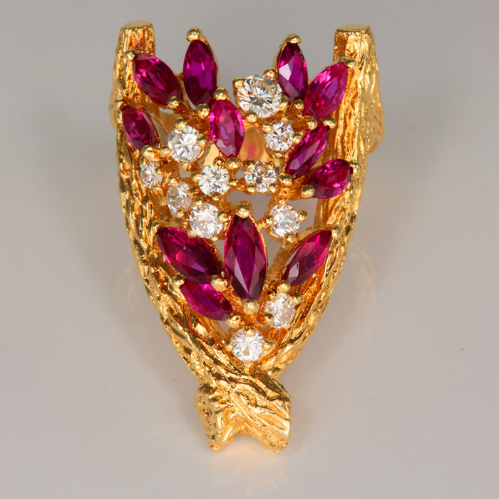 Estate Ring 18K Yellow Gold Ruby Ring 