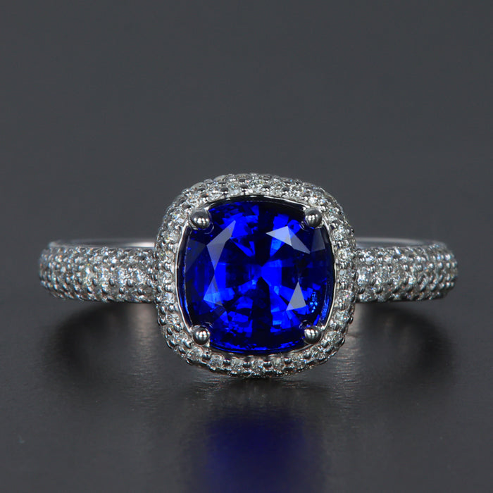 White Gold Sapphire and Diamond Ring