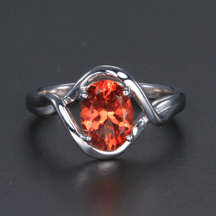 14K White Gold Oregon Sunstone Ring 1.46 Carats