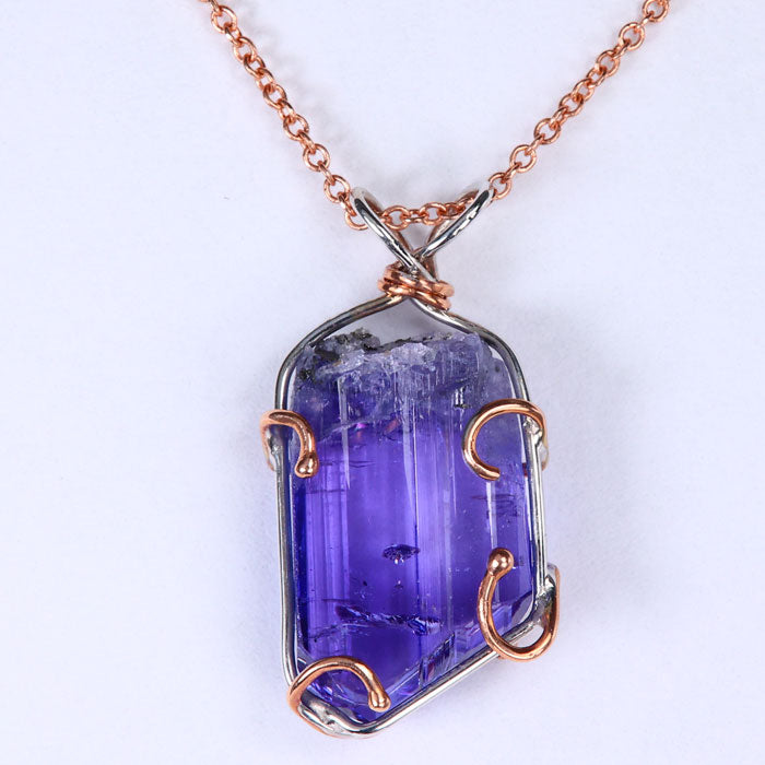 14K White/Rose Gold Tanzanite Crystal Pendan