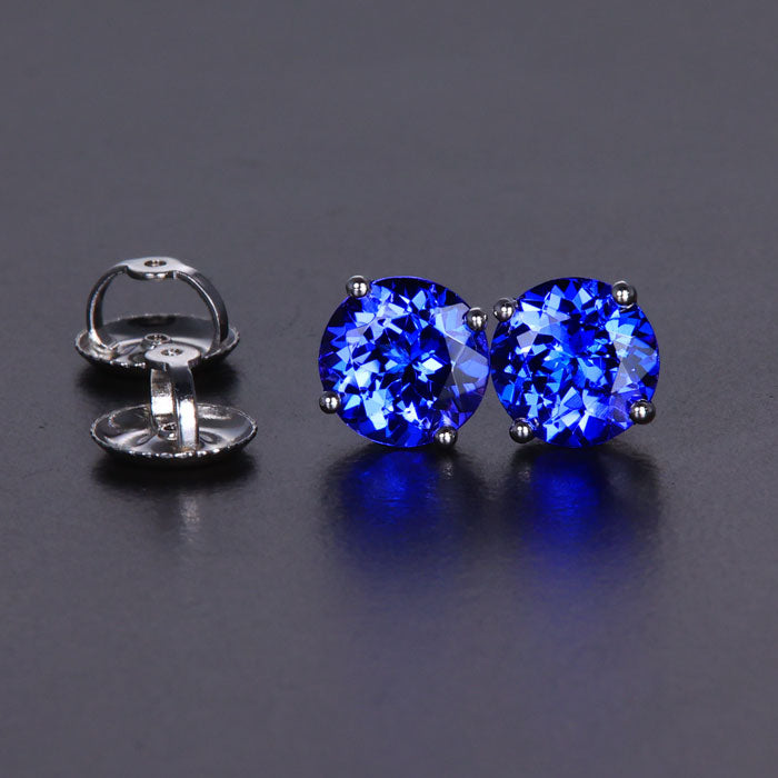 Round Tanzanite Stud Earrings