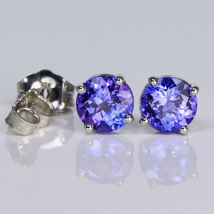 Tanzanite Stud Earrings in 14K White Gold