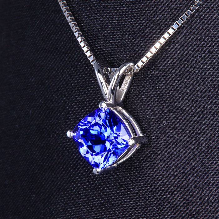 Square Cushion Tanzanite Pendant 