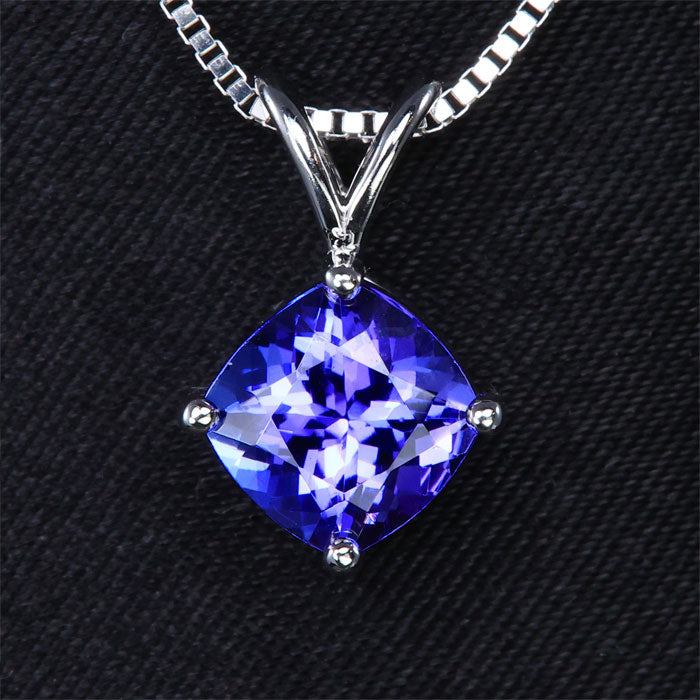 Square Cushion Tanzanite Pendan