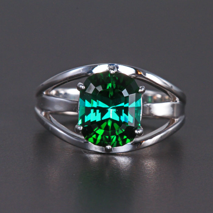 14k White Gold Green Tourmaline Ring 4.25 Carats