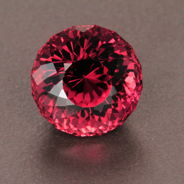 Violet Red Round Portuguese Cut Tourmaline Gemstone 6.84 Carats