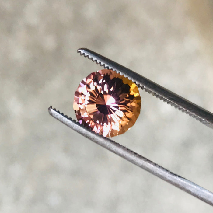 (ON HOLD MarkG) Peach/yellow/pink Round Brilliatn Cut Tourmaline Gemstone 3.62 Carats