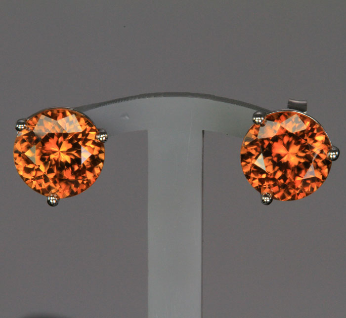 14K White Gold Imperial Zircon Stud Earrings 5.41 Carats