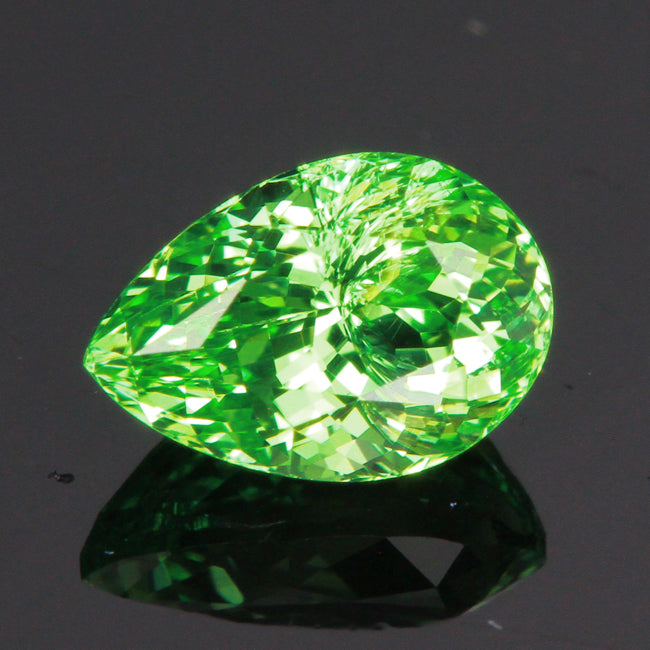 Blue Green Pear Shaped Brilliant Cut Merilani Mint Garnet 1.05 ct