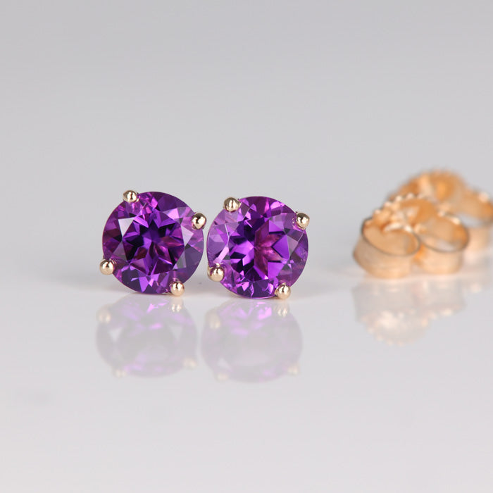  Amethyst Stud Earrings 