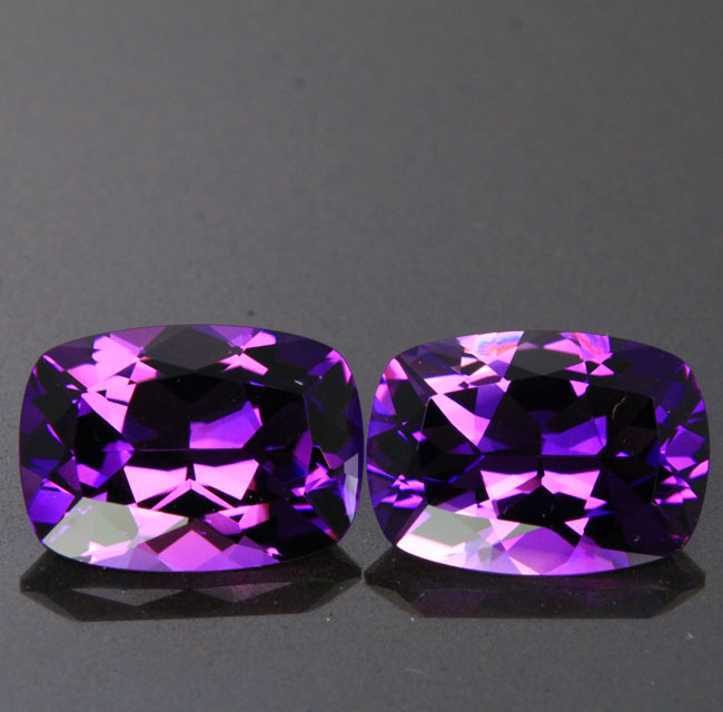 Blue VIolet  Pair of  Antique Cushion Amethyst Gemstones 10.69 Carats