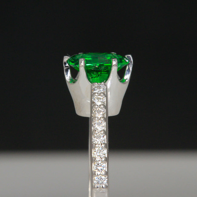 Tsavorite Garnet and Diamond Ring