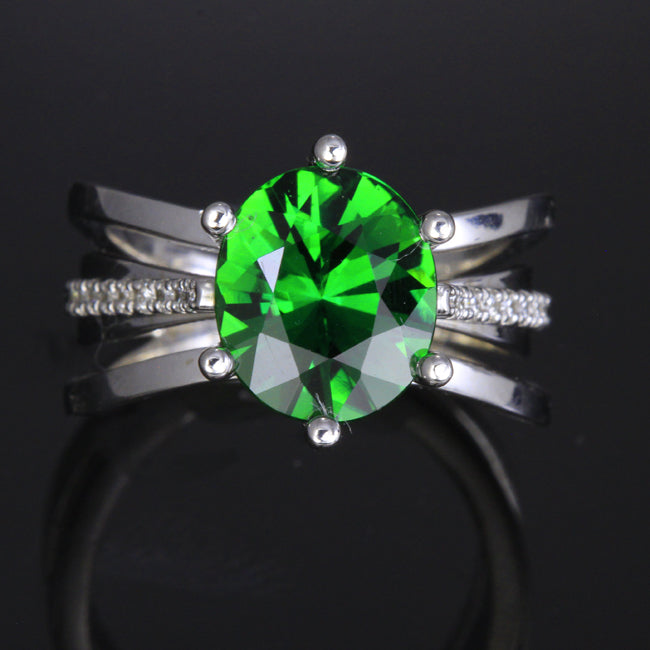 Chrome Tourmaline and Diamond Ring 3.47 Carat