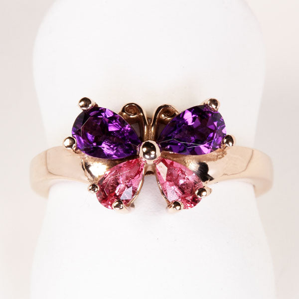 Spinel and Amethyst Butterfly Ring