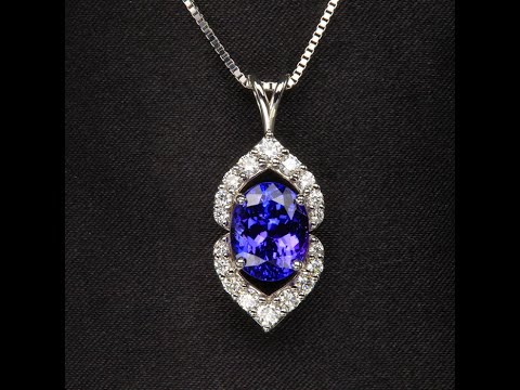 14K White Gold Tanzanite and Diamond Pendant 3.86 Carats