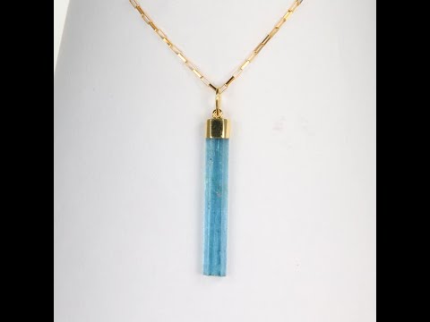 (ON HOLD GW) 18K Yellow Gold Aquamarine Crystal Pendant