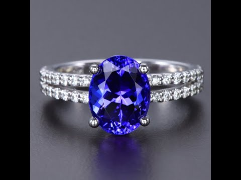 14k White Gold Oval Tanzanite and Diamond Ring 3.63 Carats