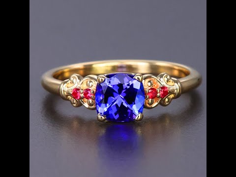 14K Yellow Gold Tanzanite and Ruby Ring 1.10 Carats*