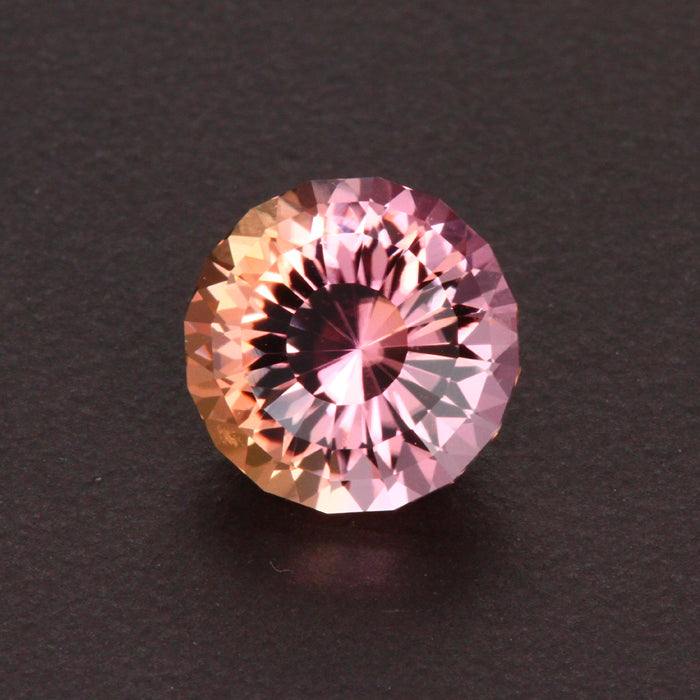 (ON HOLD MarkG) Peach/yellow/pink Round Brilliatn Cut Tourmaline Gemstone 3.62 Carats